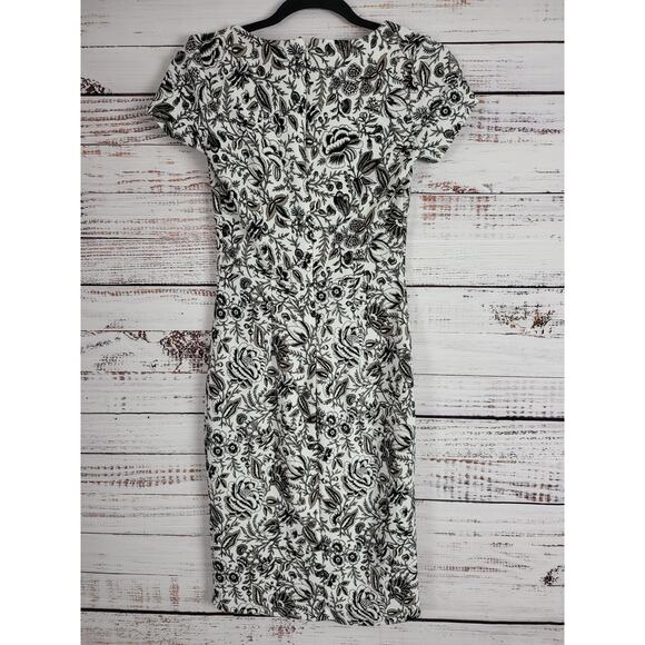 Yellowberry By Mikarose Midi Dress XS Womens White Black Floral Print Stretchy - Picture 6 of 6